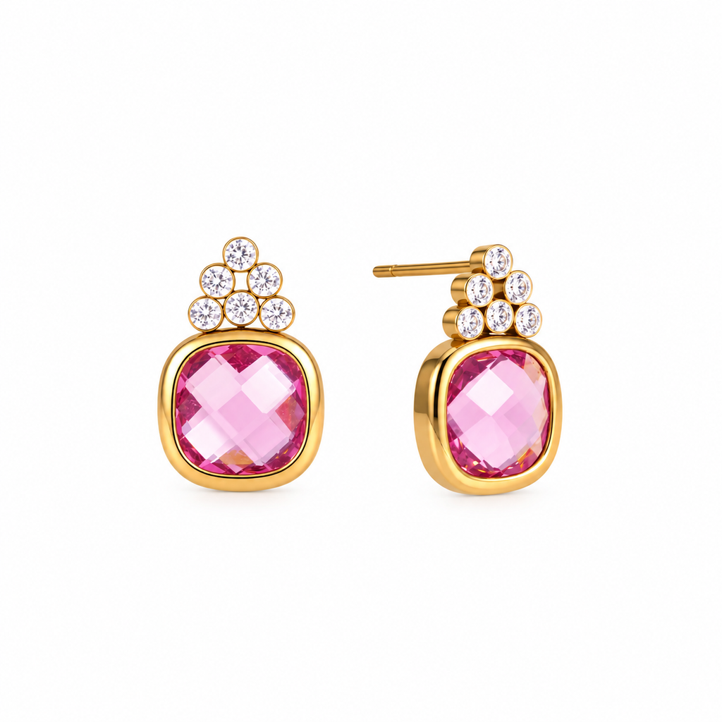 Amara Pink CZ Drop Earrings