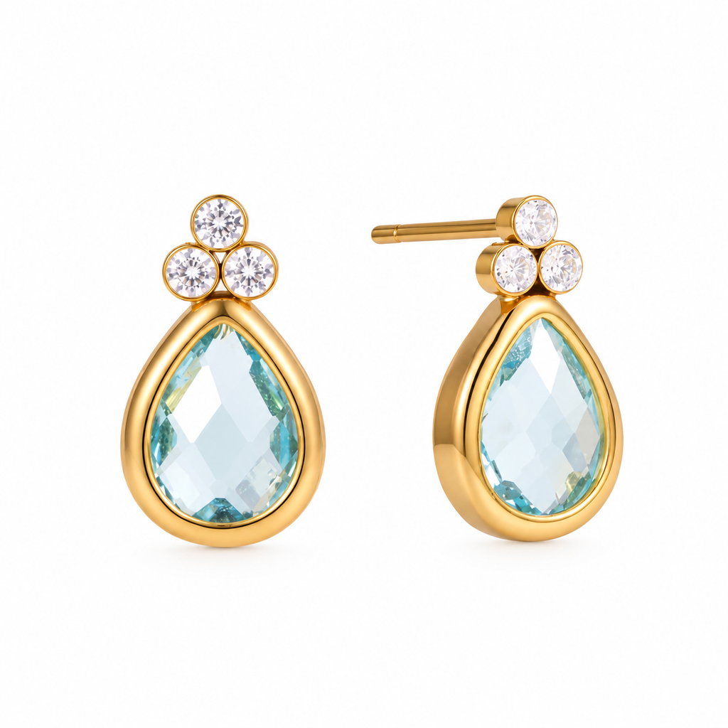 Ariana Blue Topaz CZ Drop Earrings