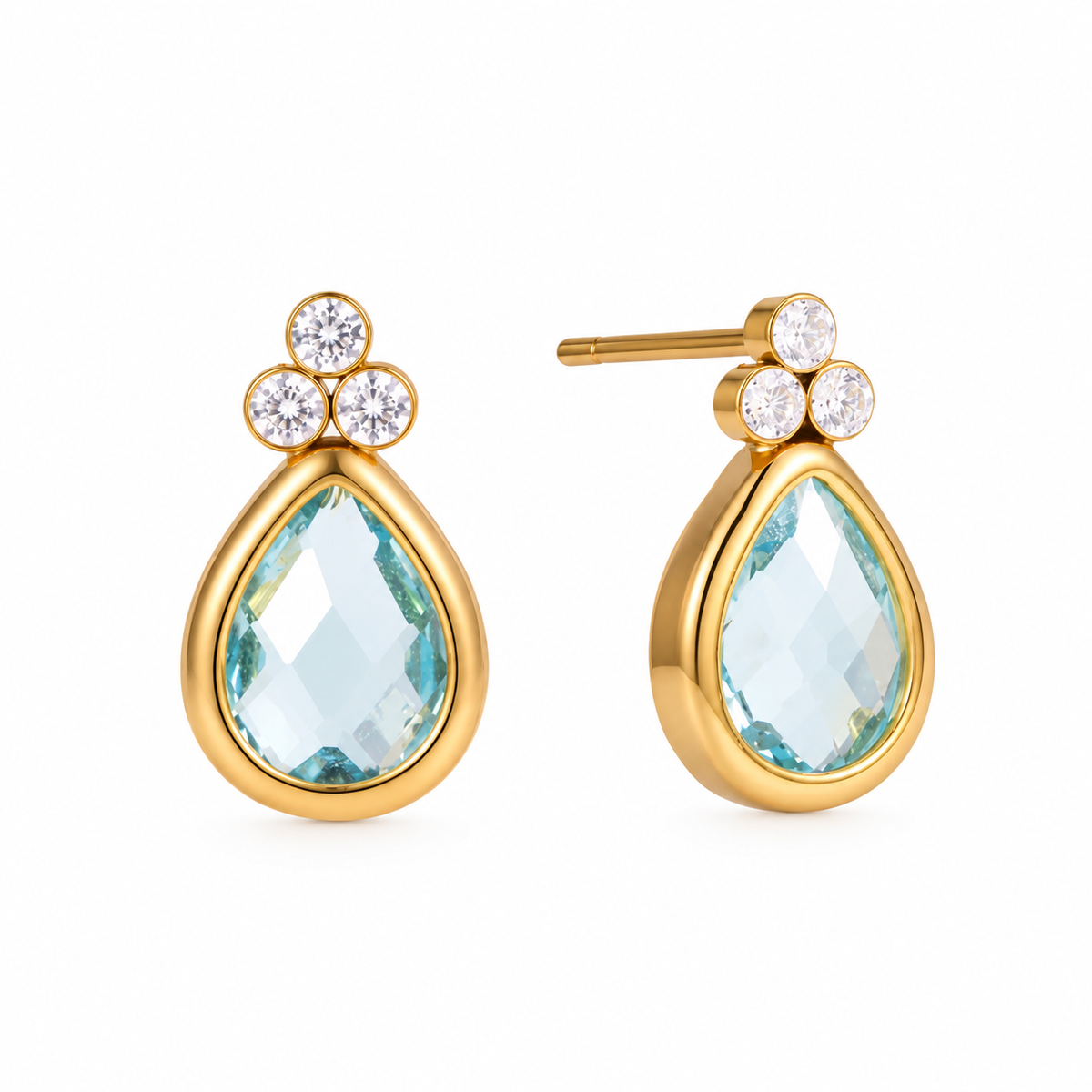 Ariana Blue Topaz CZ Drop Earrings