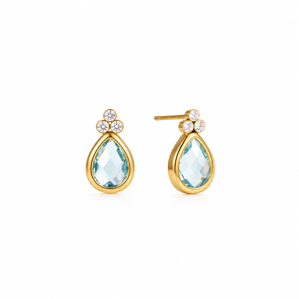 Ariana Blue Topaz CZ Drop Earrings
