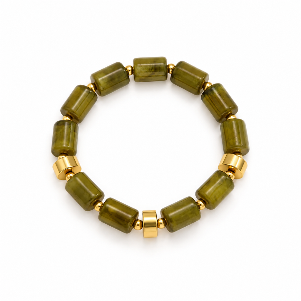 Sienna Olive Green Stone Beaded Bracelet