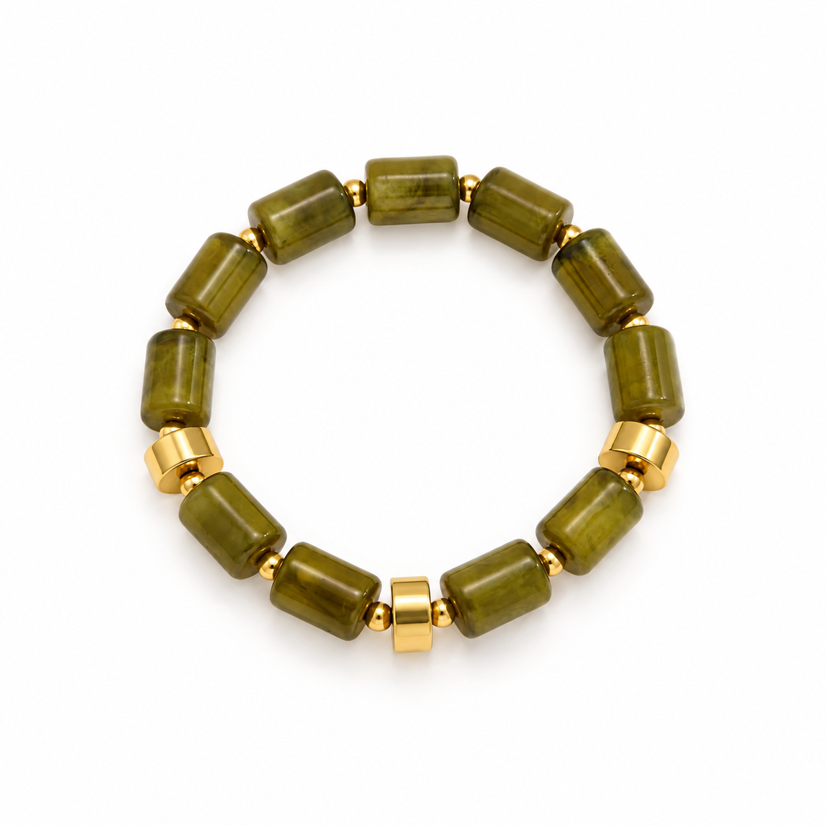 Sienna Olive Green Stone Beaded Bracelet