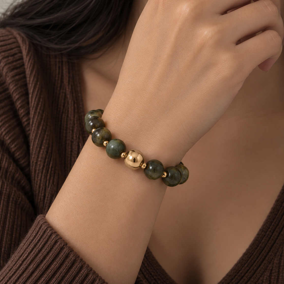 Kiara Green Jasper Beaded Bracelet