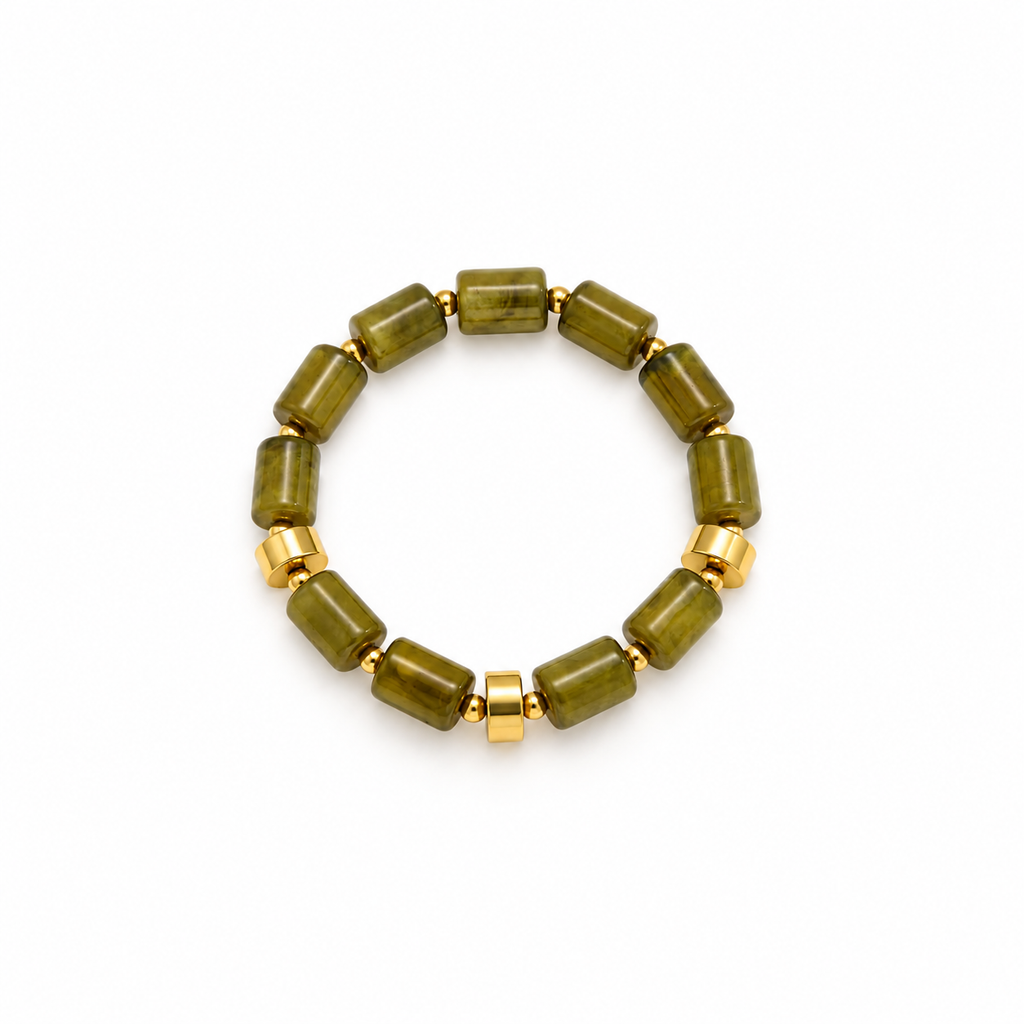 Sienna Olive Green Stone Beaded Bracelet