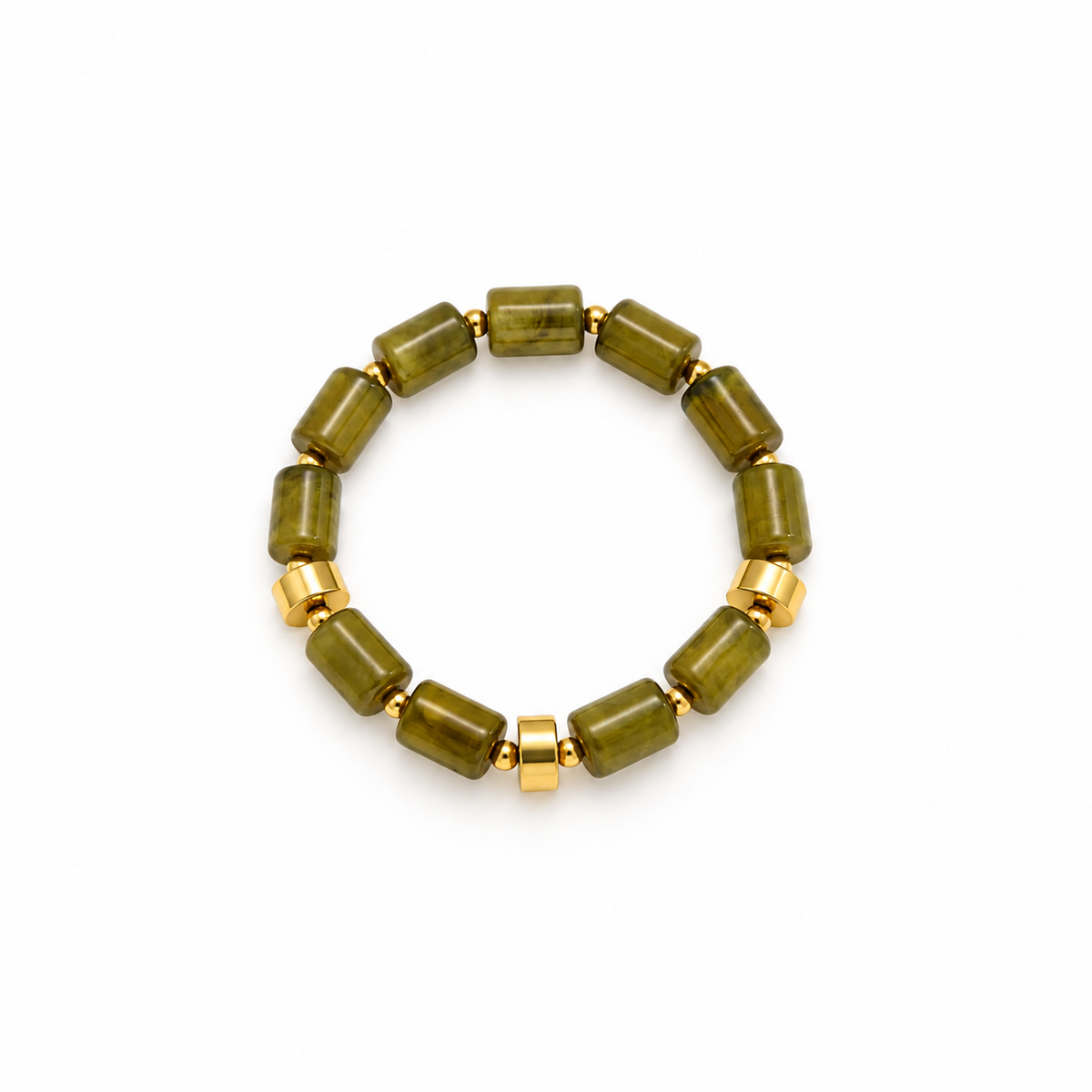 Sienna Olive Green Stone Beaded Bracelet