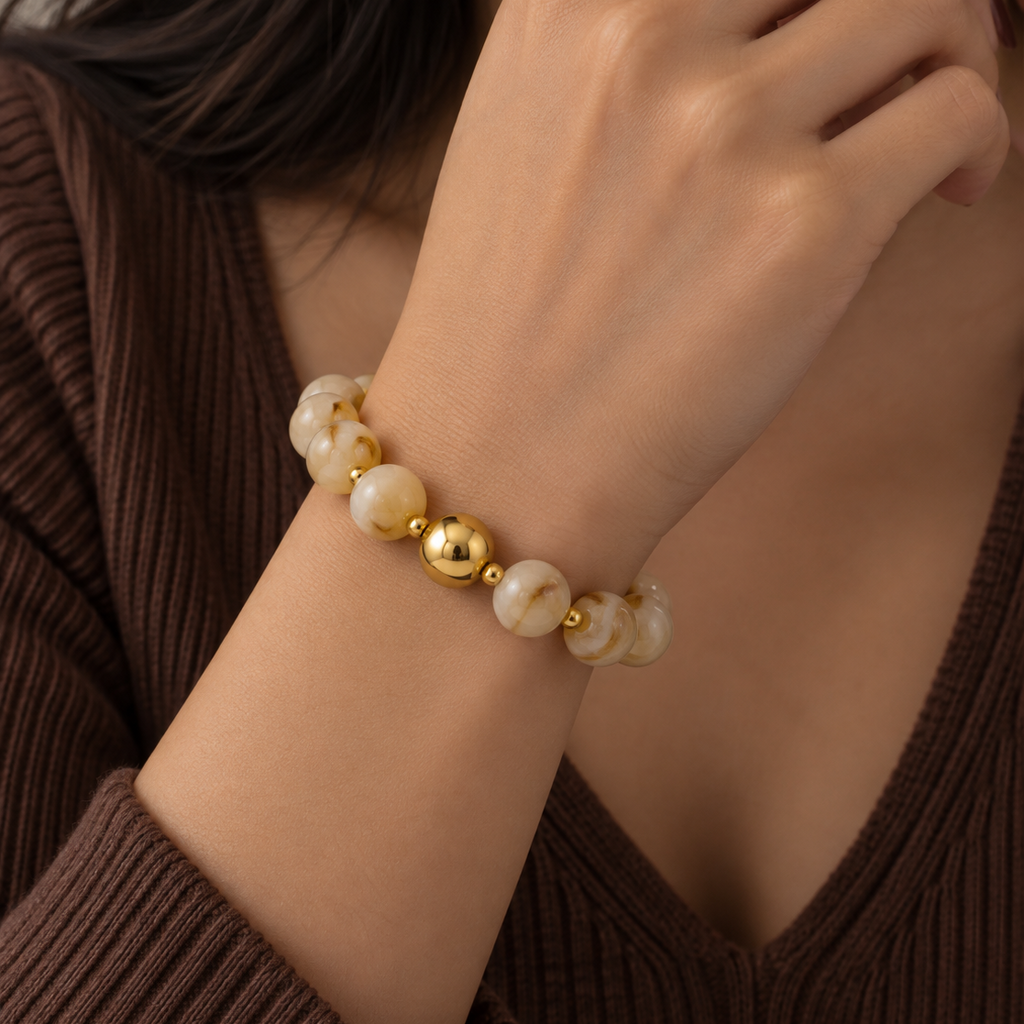 Elara Rutilated Quartz Beaded Bracelet