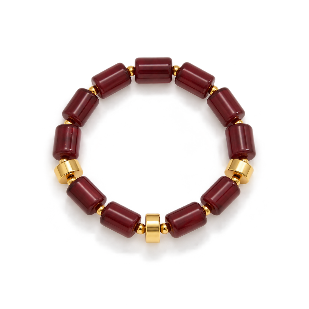 Alina Red Agate Beaded Bracelet