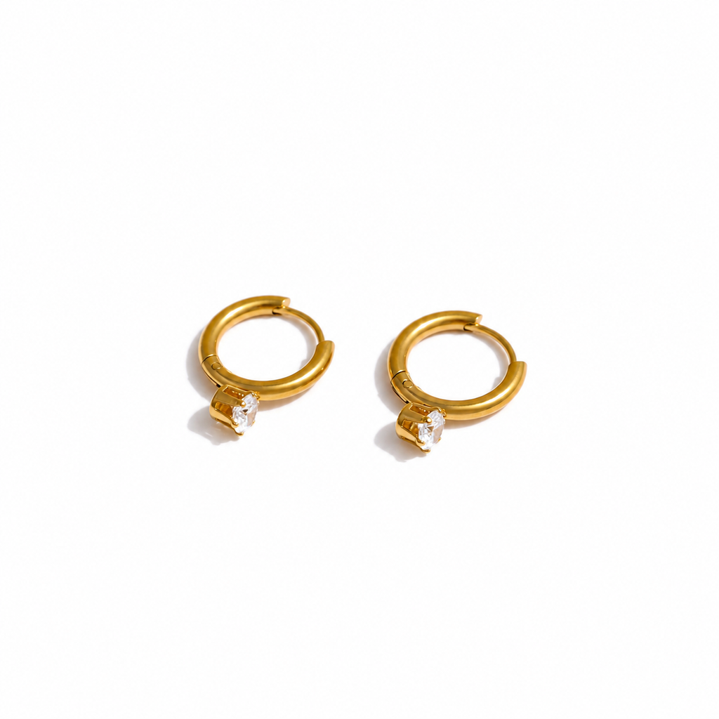 Ava CZ Solitaire Huggie Earrings