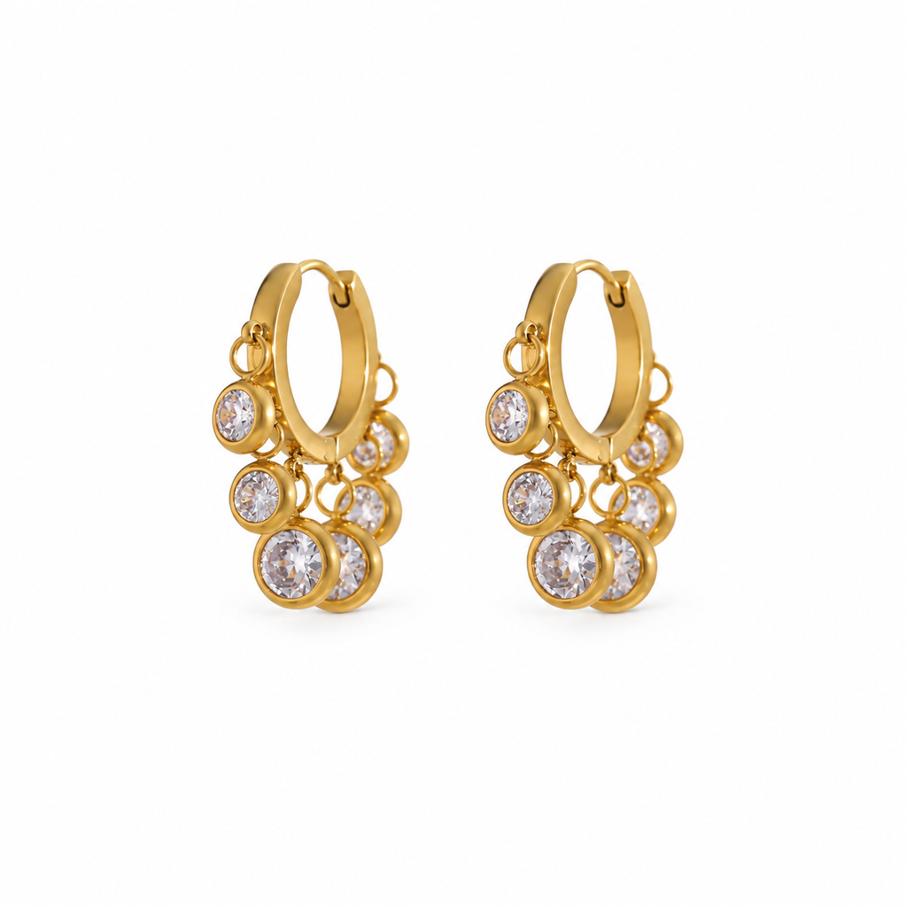 Iris CZ Cluster Hoop Earrings