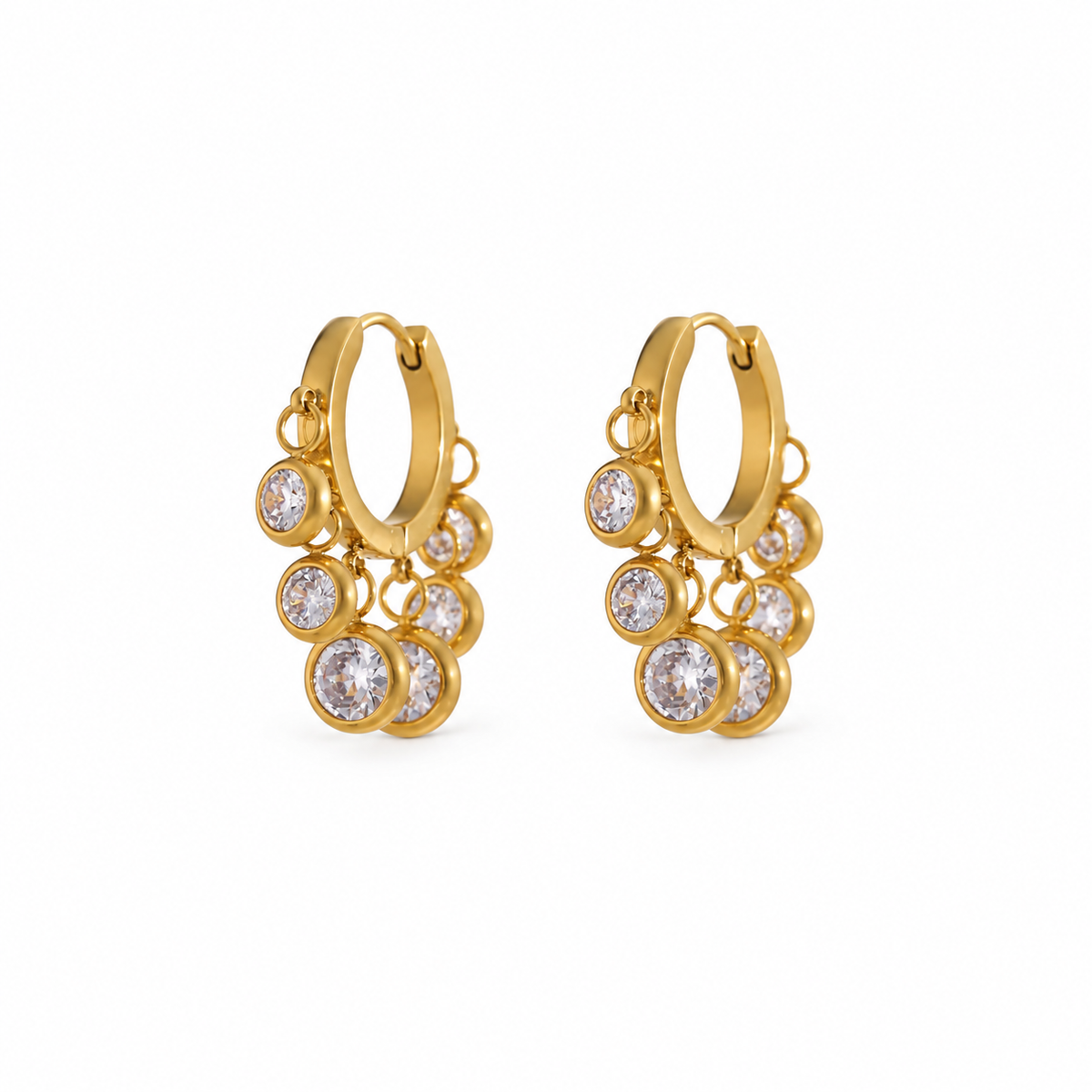 Iris CZ Cluster Hoop Earrings