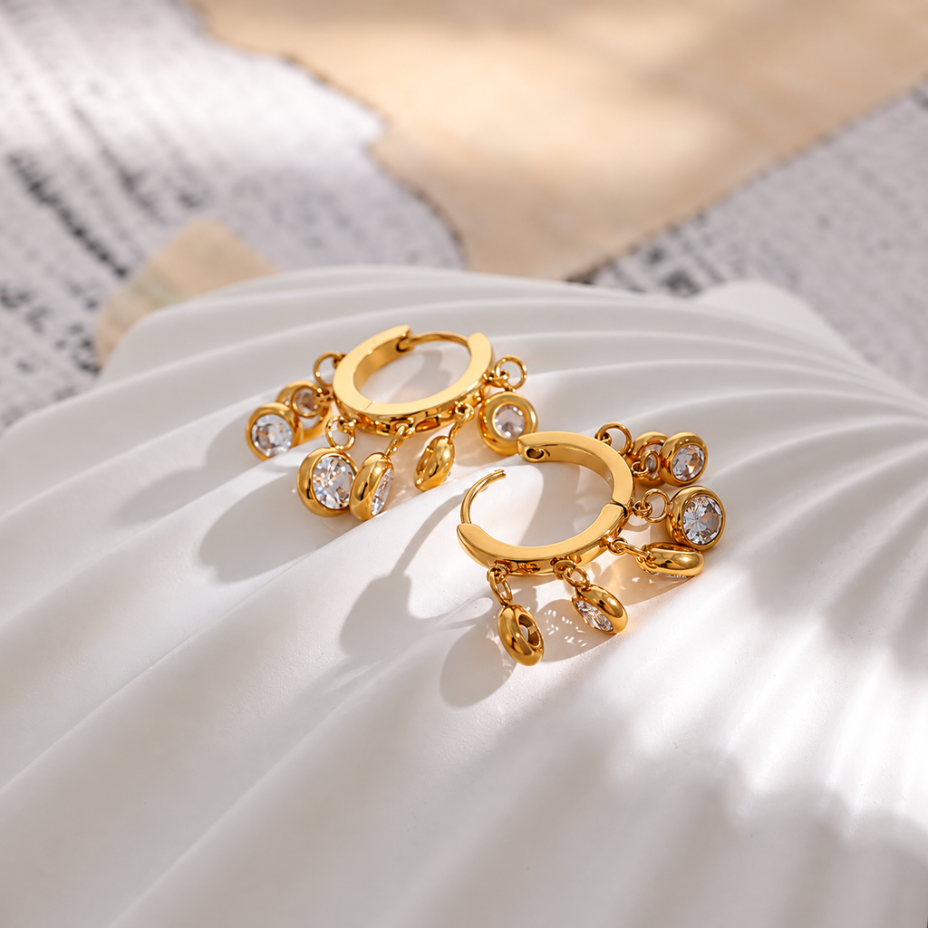 Iris CZ Cluster Hoop Earrings