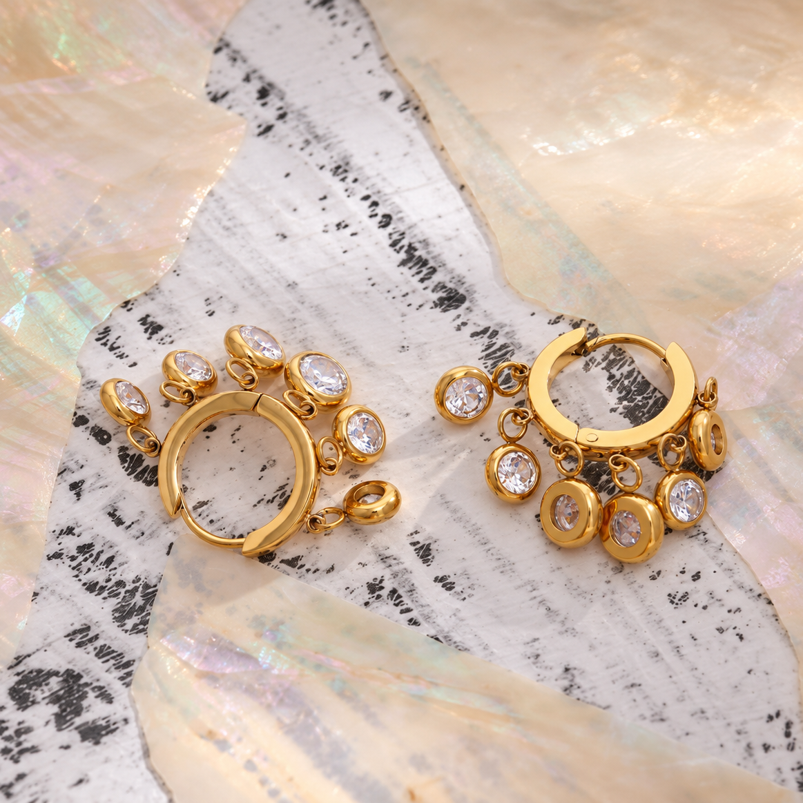 Iris CZ Cluster Hoop Earrings