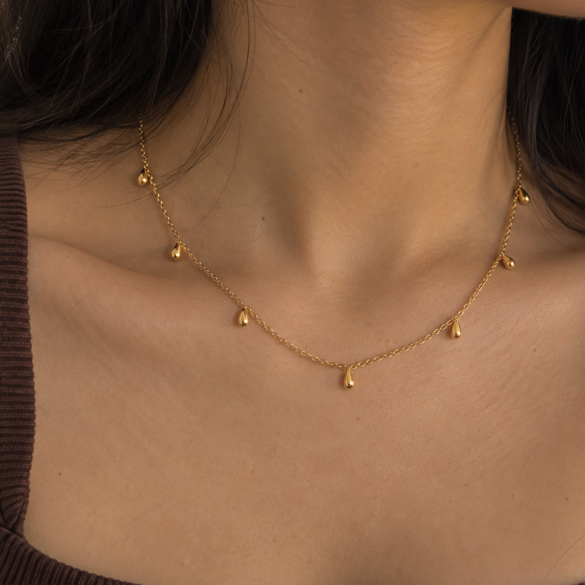 Elena Teardrop Dainty Layered Necklace