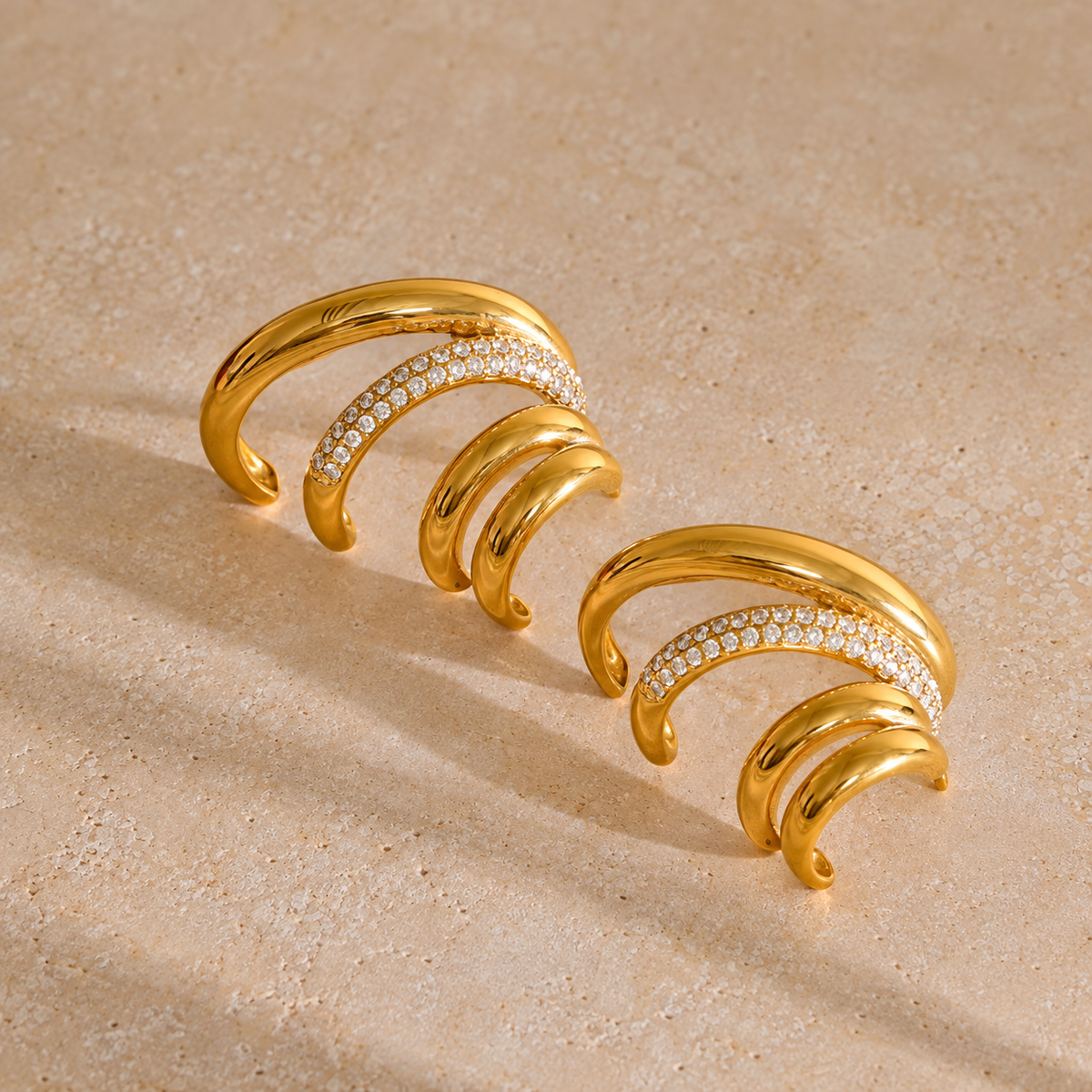 Naomi Triple CZ Hoop Earrings