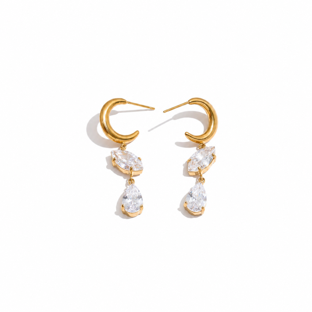 Sofia Pear CZ Stud Drop Earrings