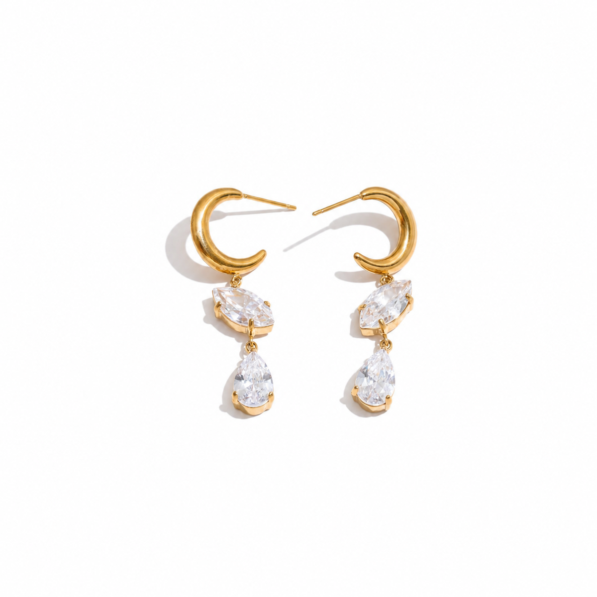 Sofia Pear CZ Stud Drop Earrings