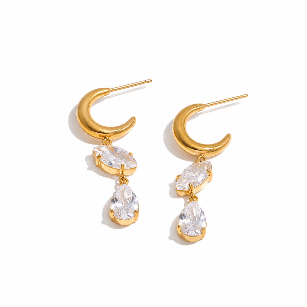 Sofia Pear CZ Stud Drop Earrings