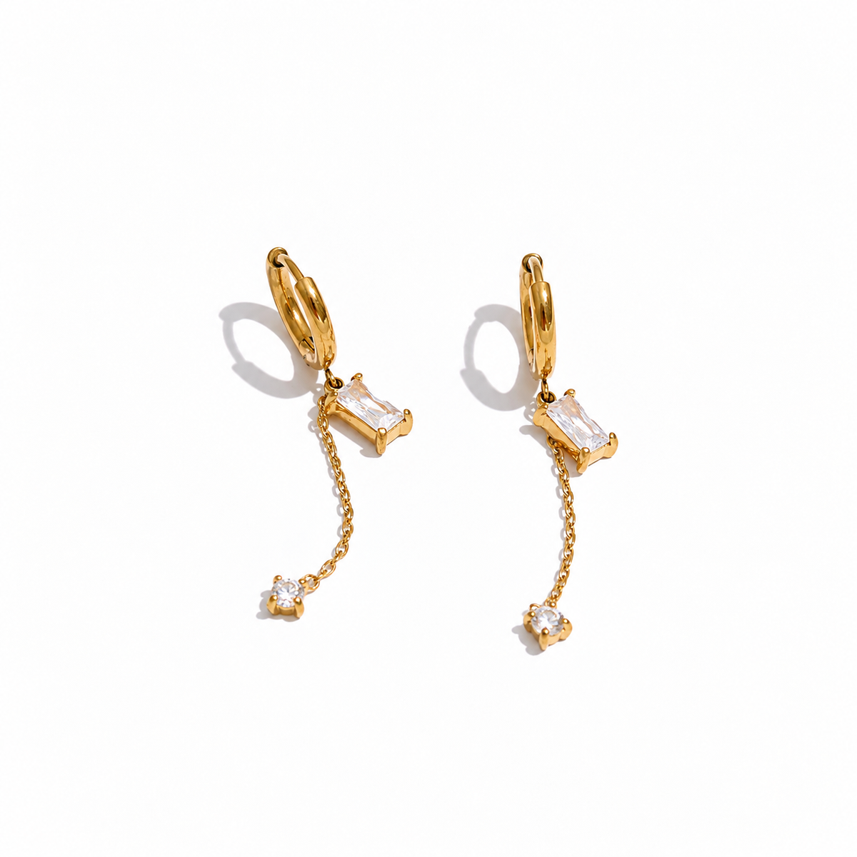 Layla Geometric CZ Drop Earrings