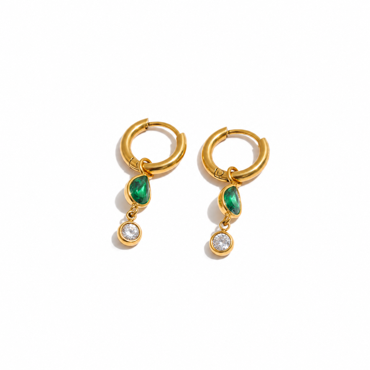 Elise Pear CZ Hoop Drop Earrings