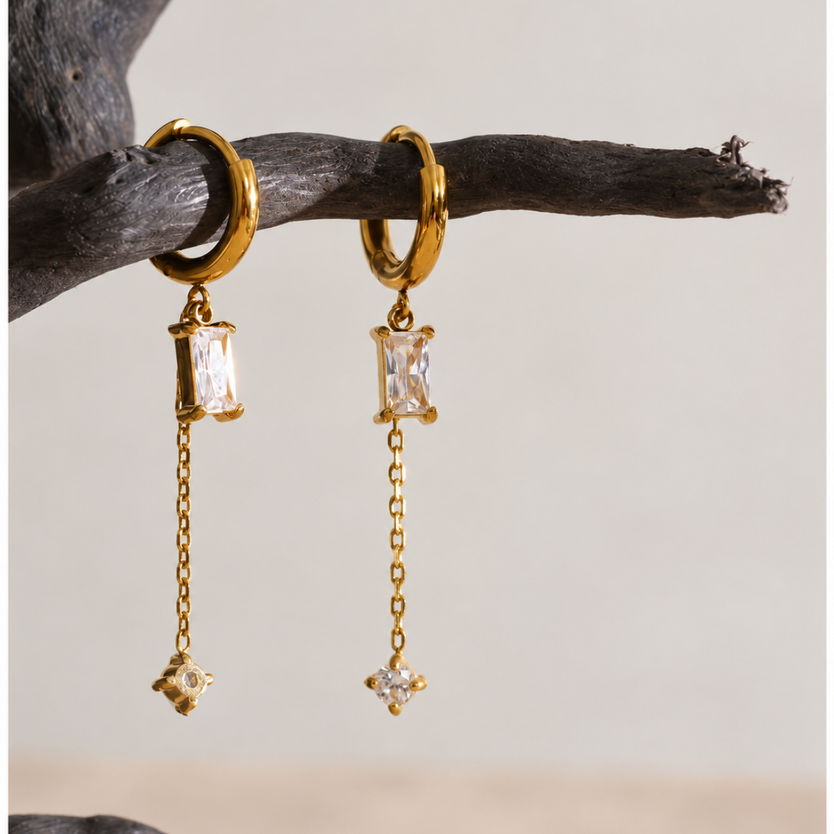 Layla Geometric CZ Drop Earrings