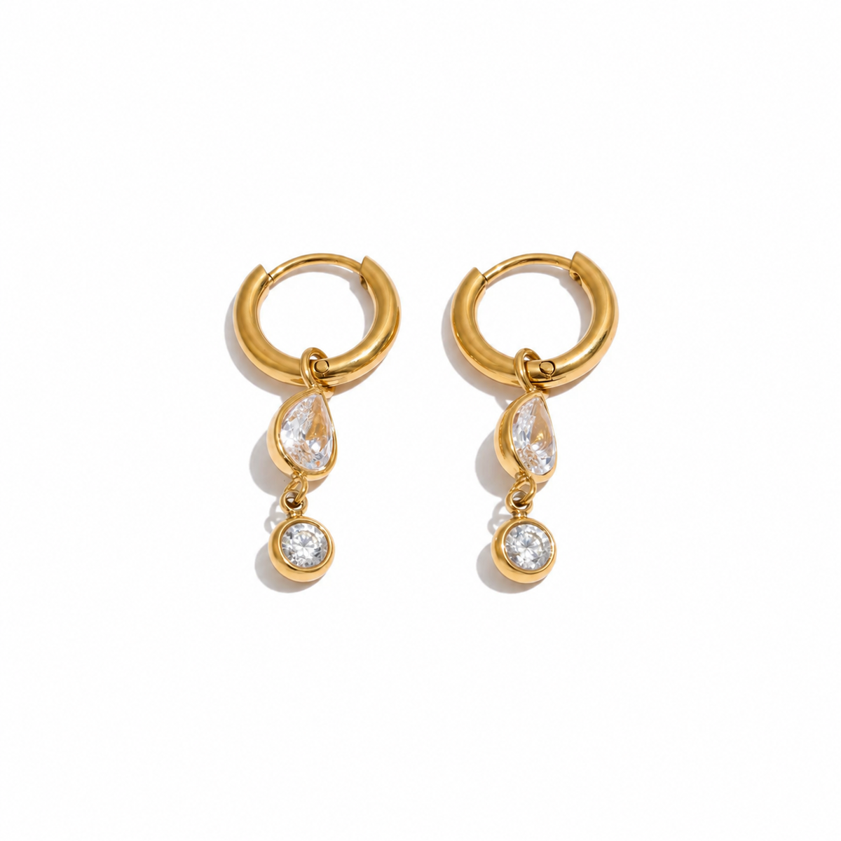 Elise Pear CZ Hoop Drop Earrings
