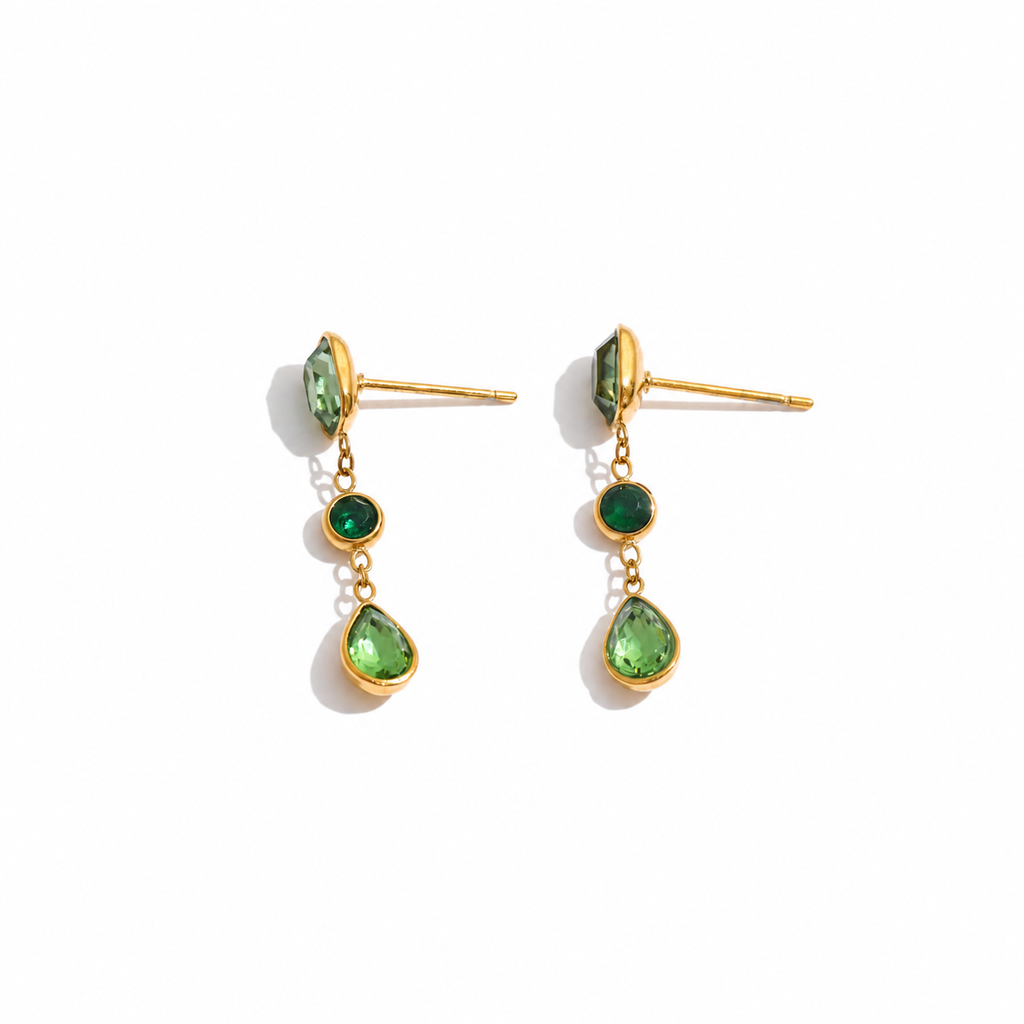 Ivy Green CZ Drop Stud Earrings