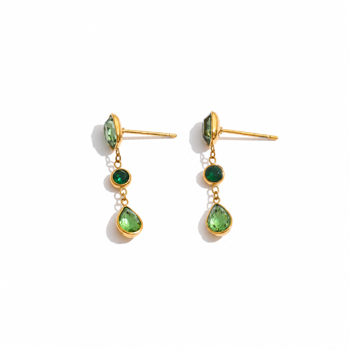 Ivy Green CZ Drop Stud Earrings