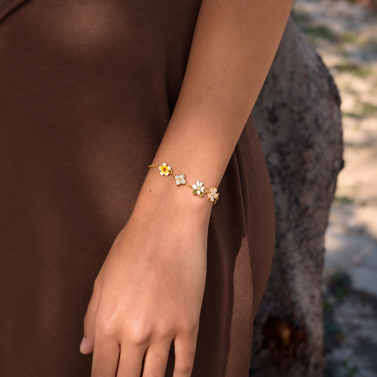 Anaya Multicolor Flower Charm Bracelet