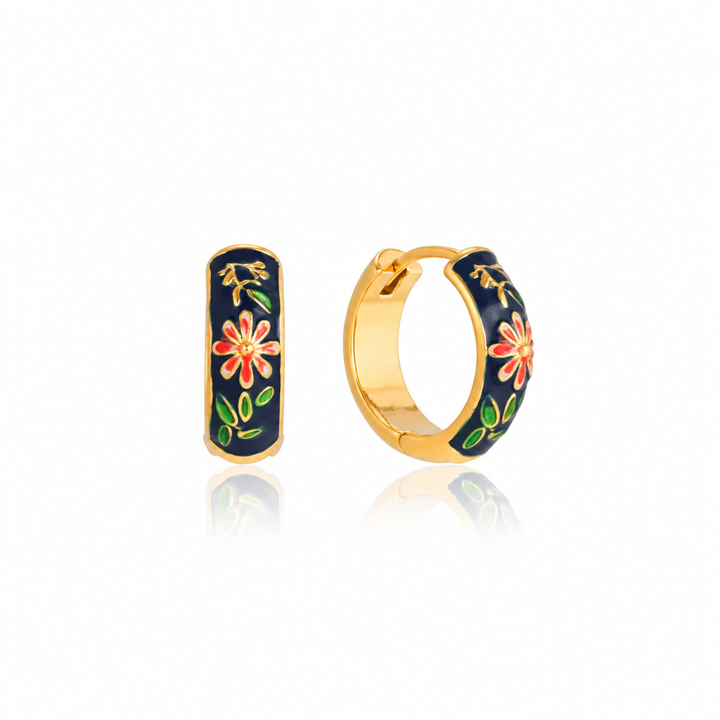 Mira Floral Enamel Hoop Earrings