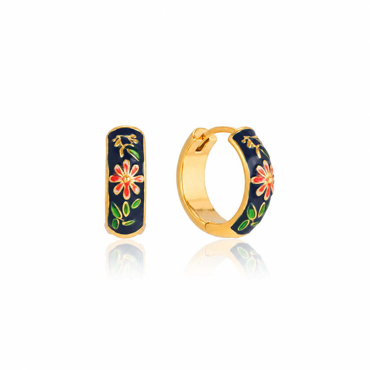 Mira Floral Enamel Hoop Earrings
