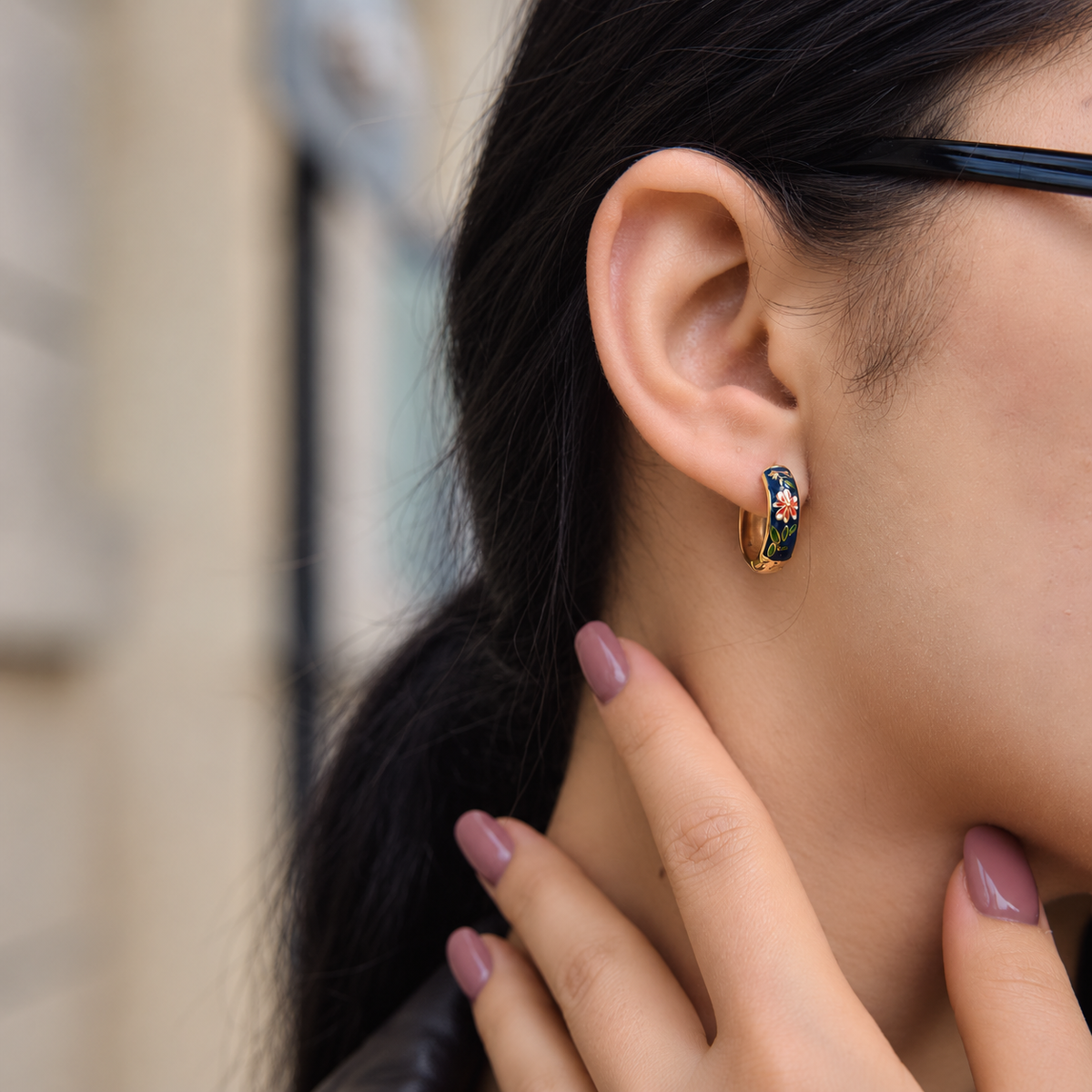Mira Floral Enamel Hoop Earrings