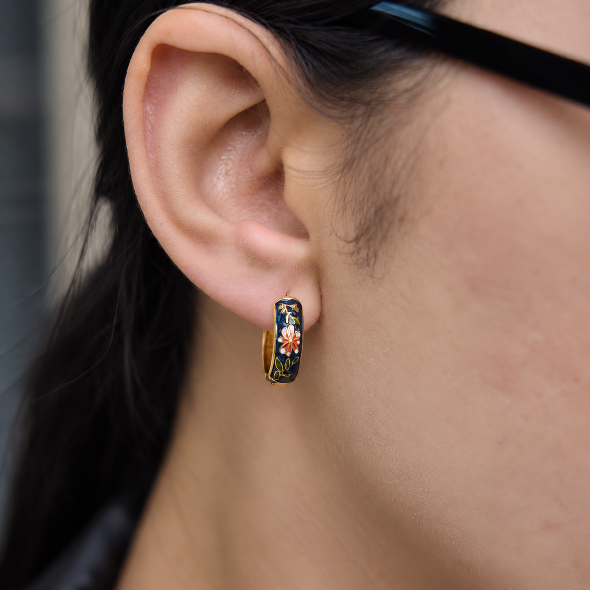 Mira Floral Enamel Hoop Earrings