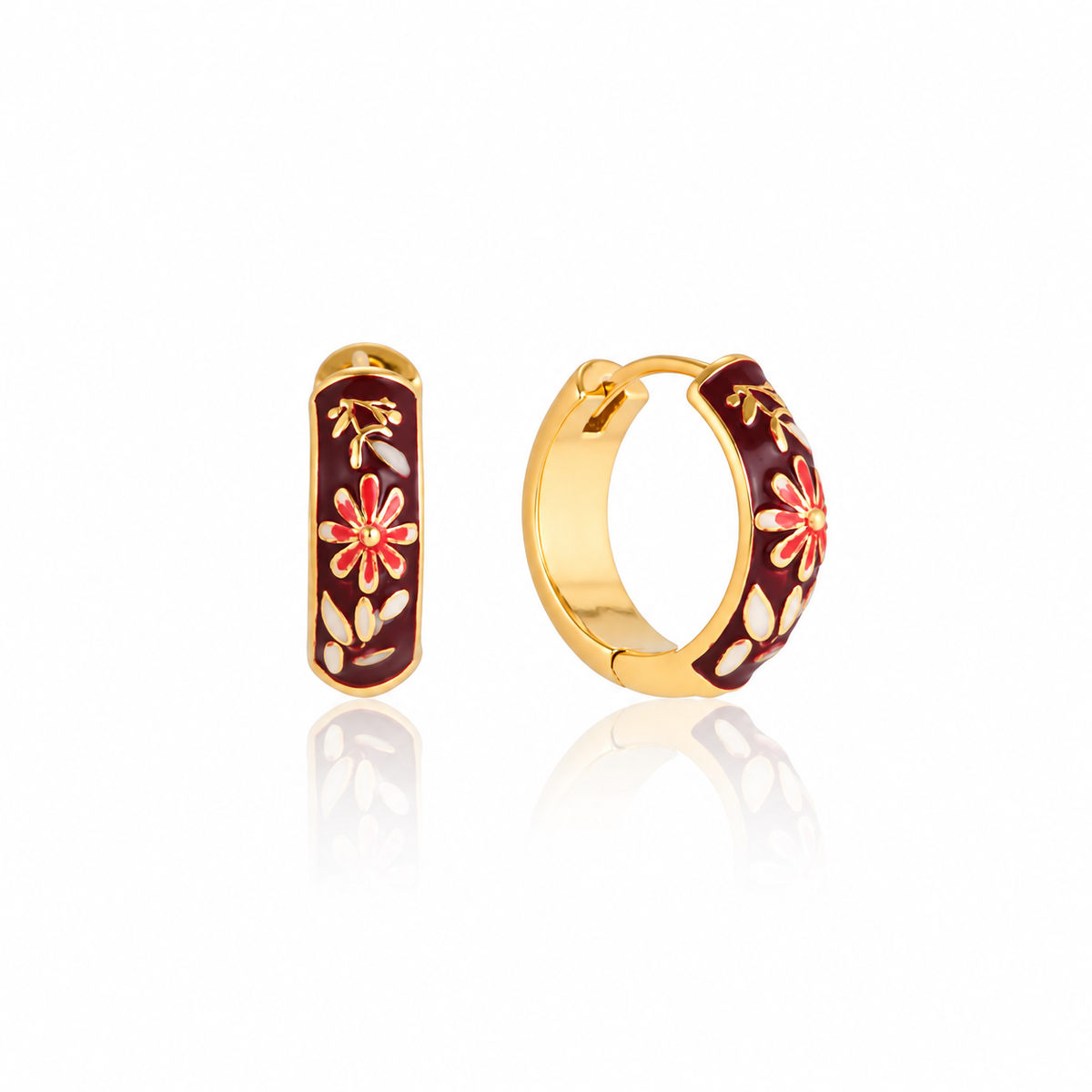 Mira Floral Enamel Hoop Earrings