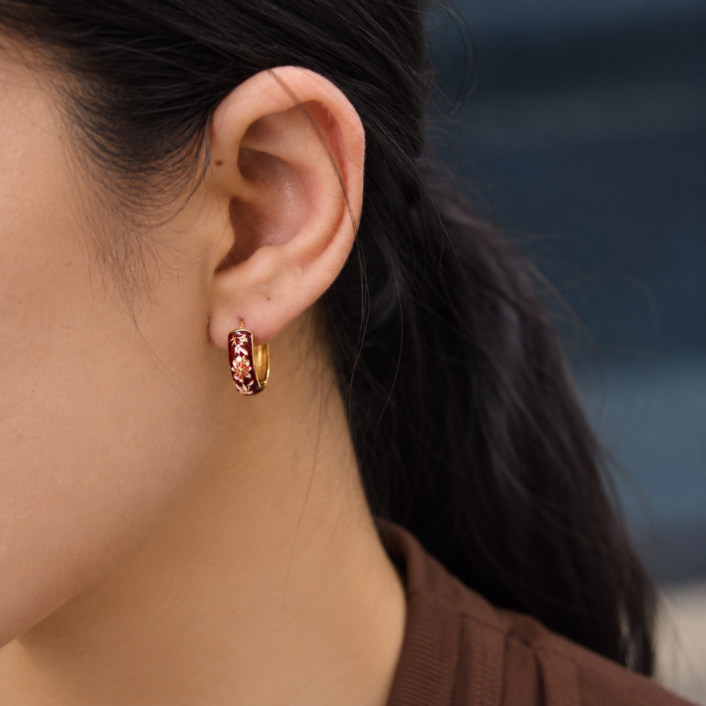 Mira Floral Enamel Hoop Earrings