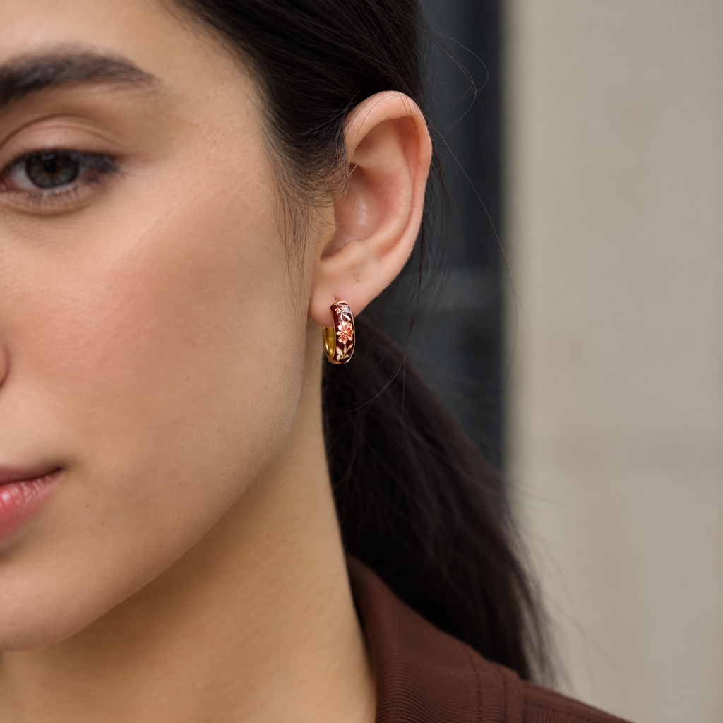 Mira Floral Enamel Hoop Earrings