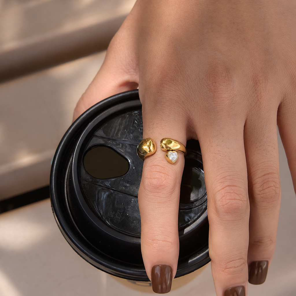 Amelia Open Heart Adjustable Ring