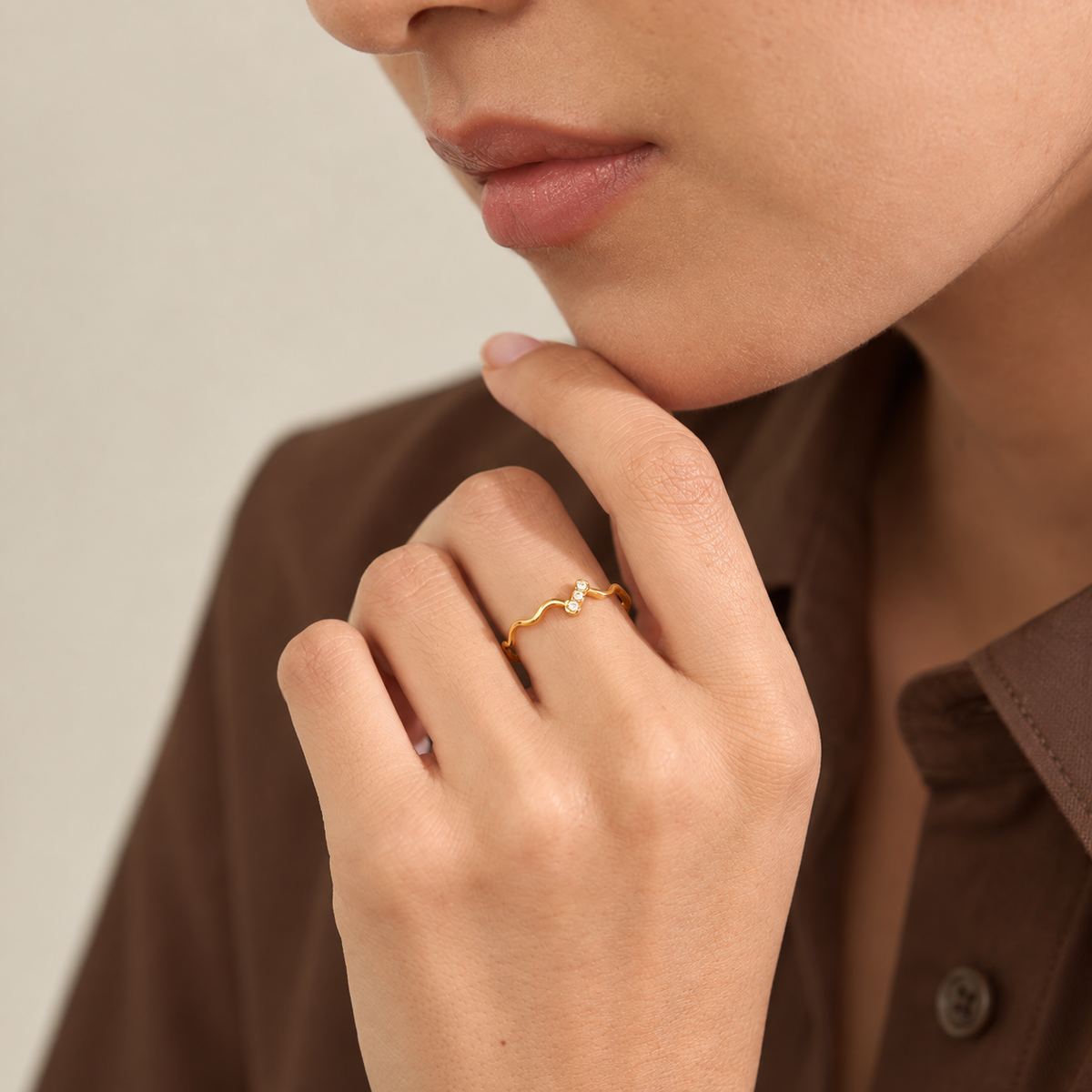 Kiara Wavy CZ Ring