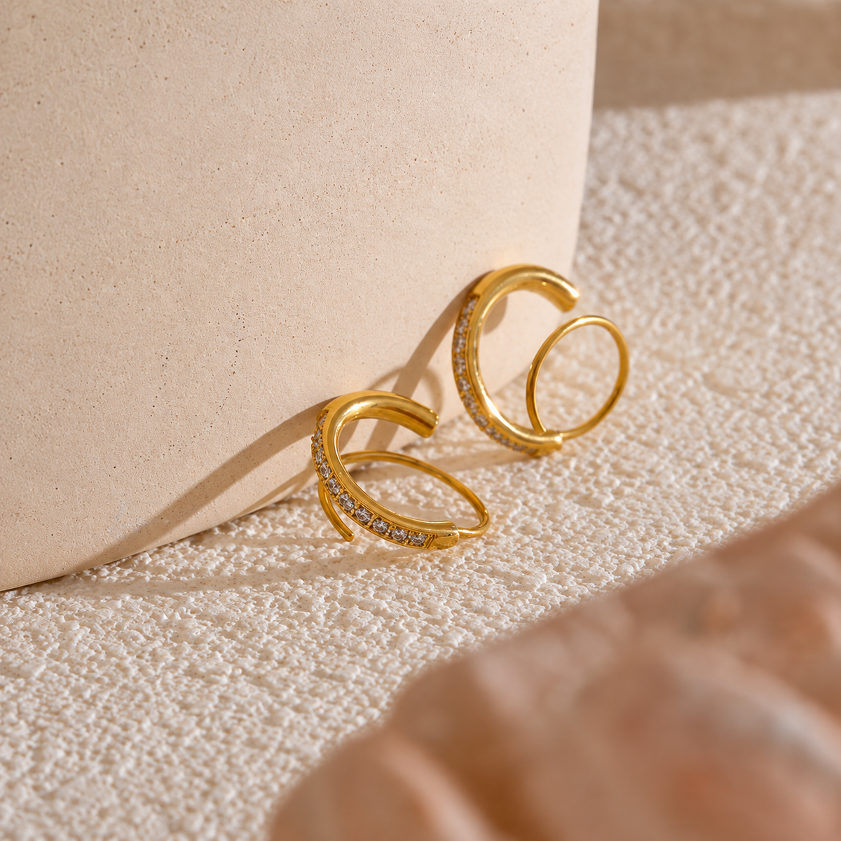Siera CZ Pave Edge Huggie Hoop Earrings