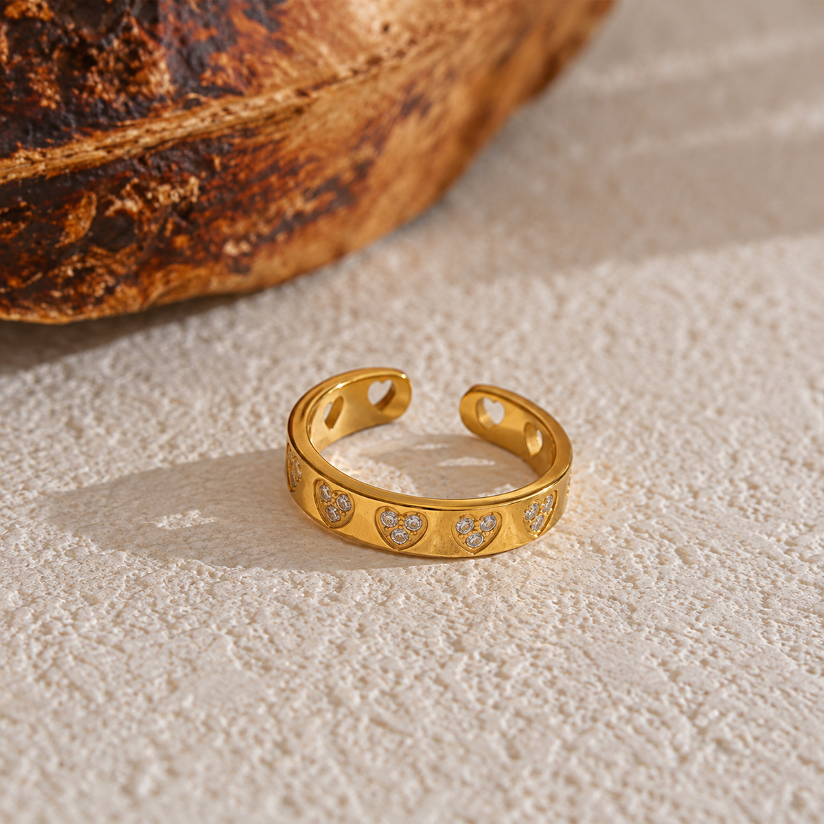 Elodie Heart CZ Band Ring