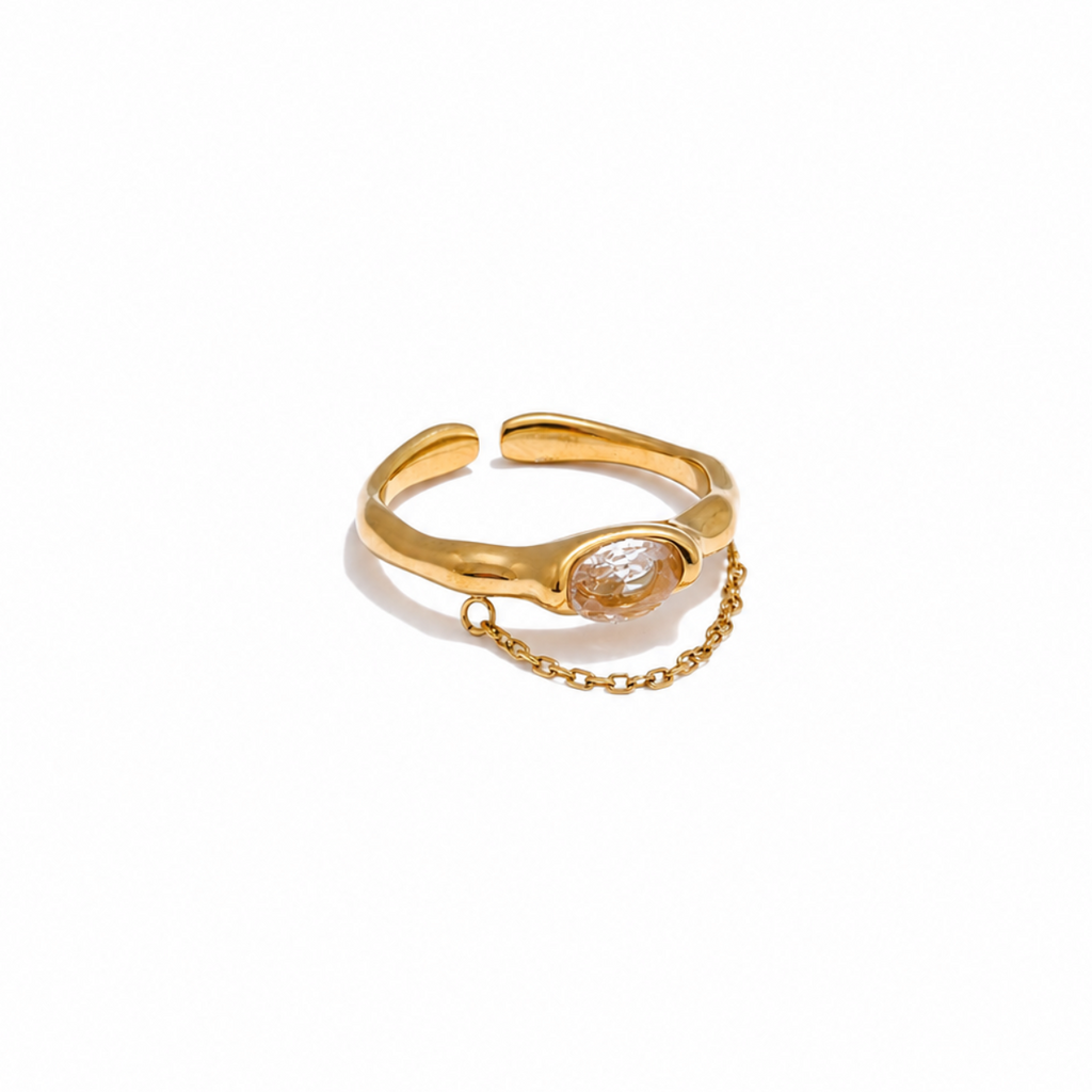 Isabella Chain Drop CZ Ring