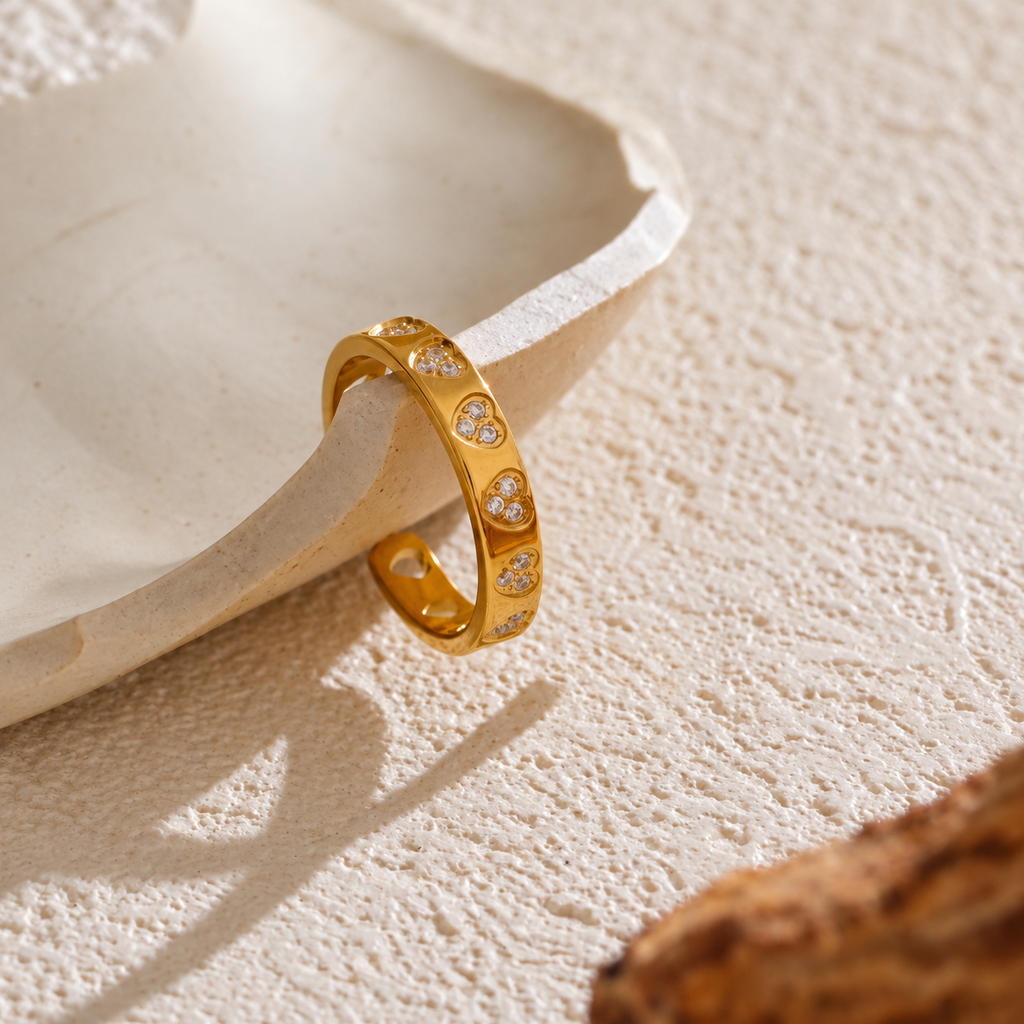 Elodie Heart CZ Band Ring