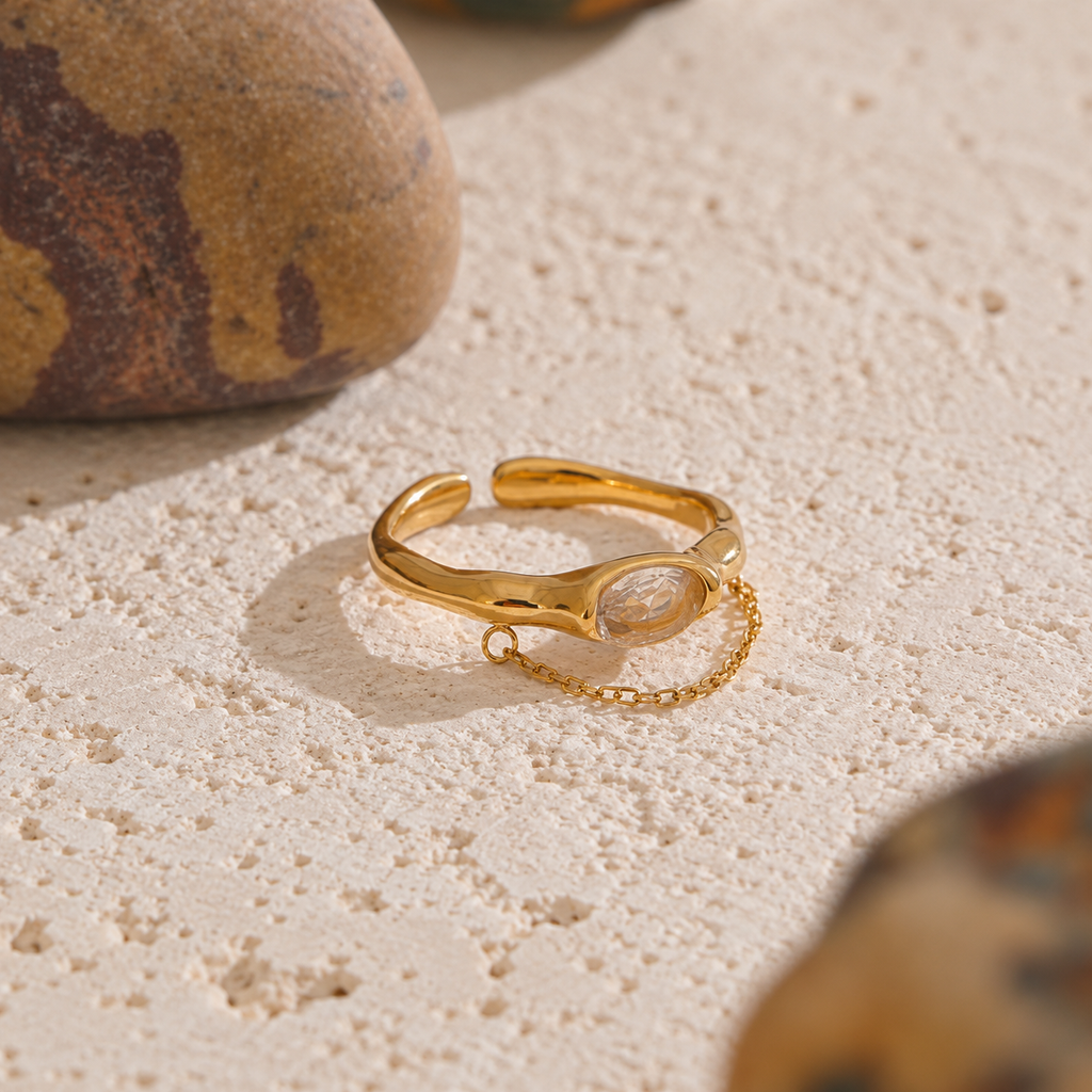 Isabella Chain Drop CZ Ring