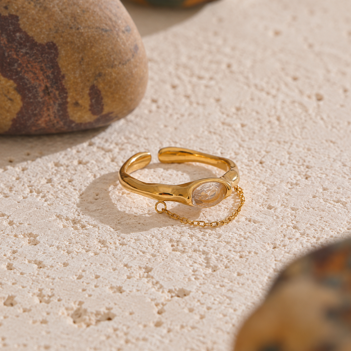 Isabella Chain Drop CZ Ring