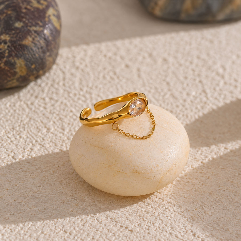 Isabella Chain Drop CZ Ring