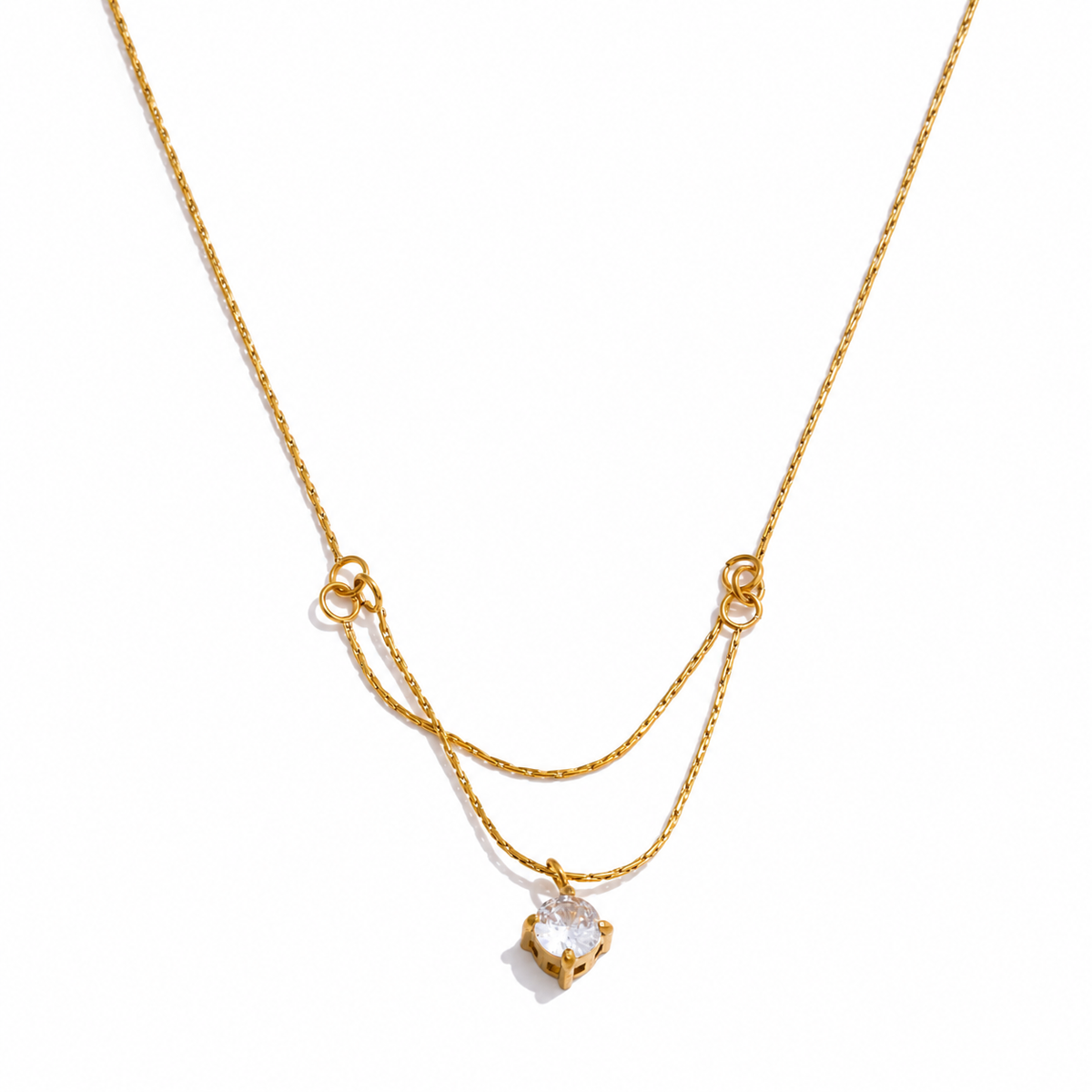 Veda 18K Gold Plated Solitaire CZ Pendant Necklace