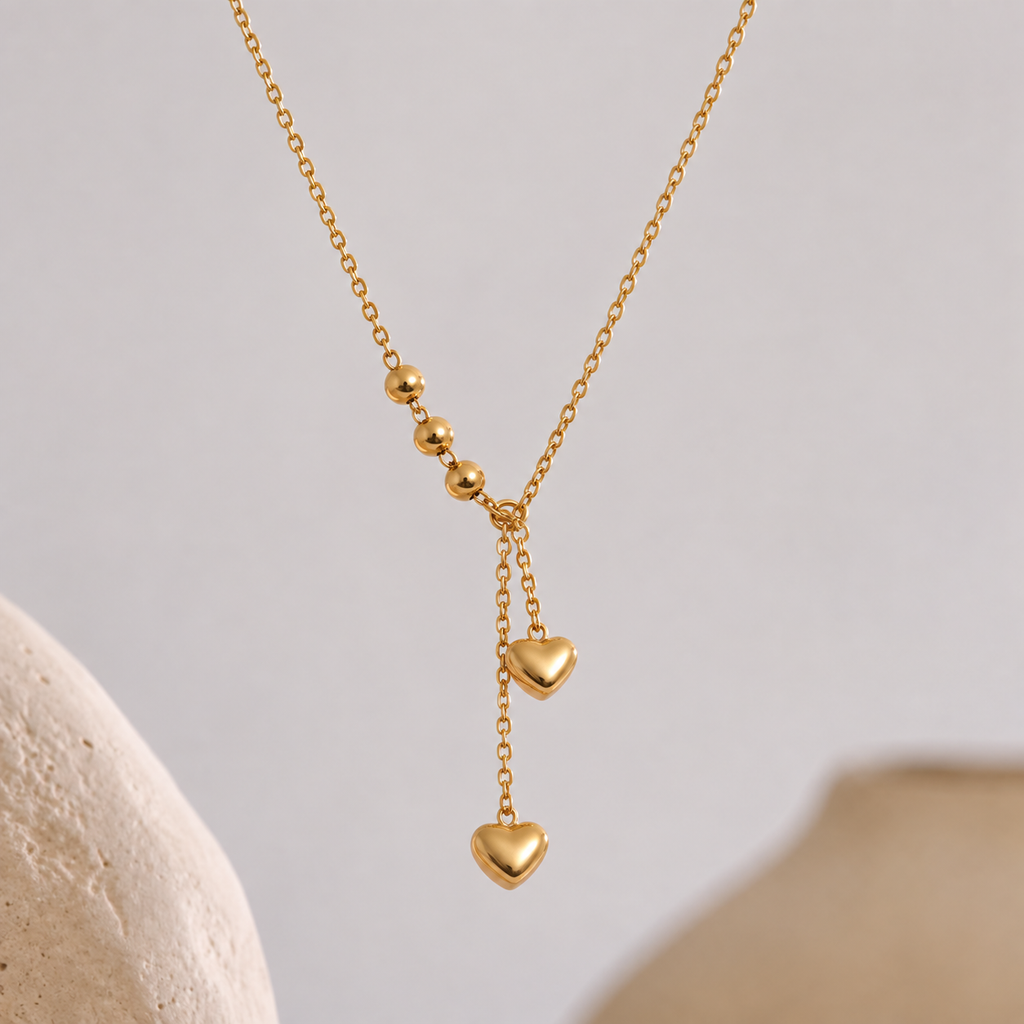 Inya 18K Gold Plated Heart Lariat Y Necklace