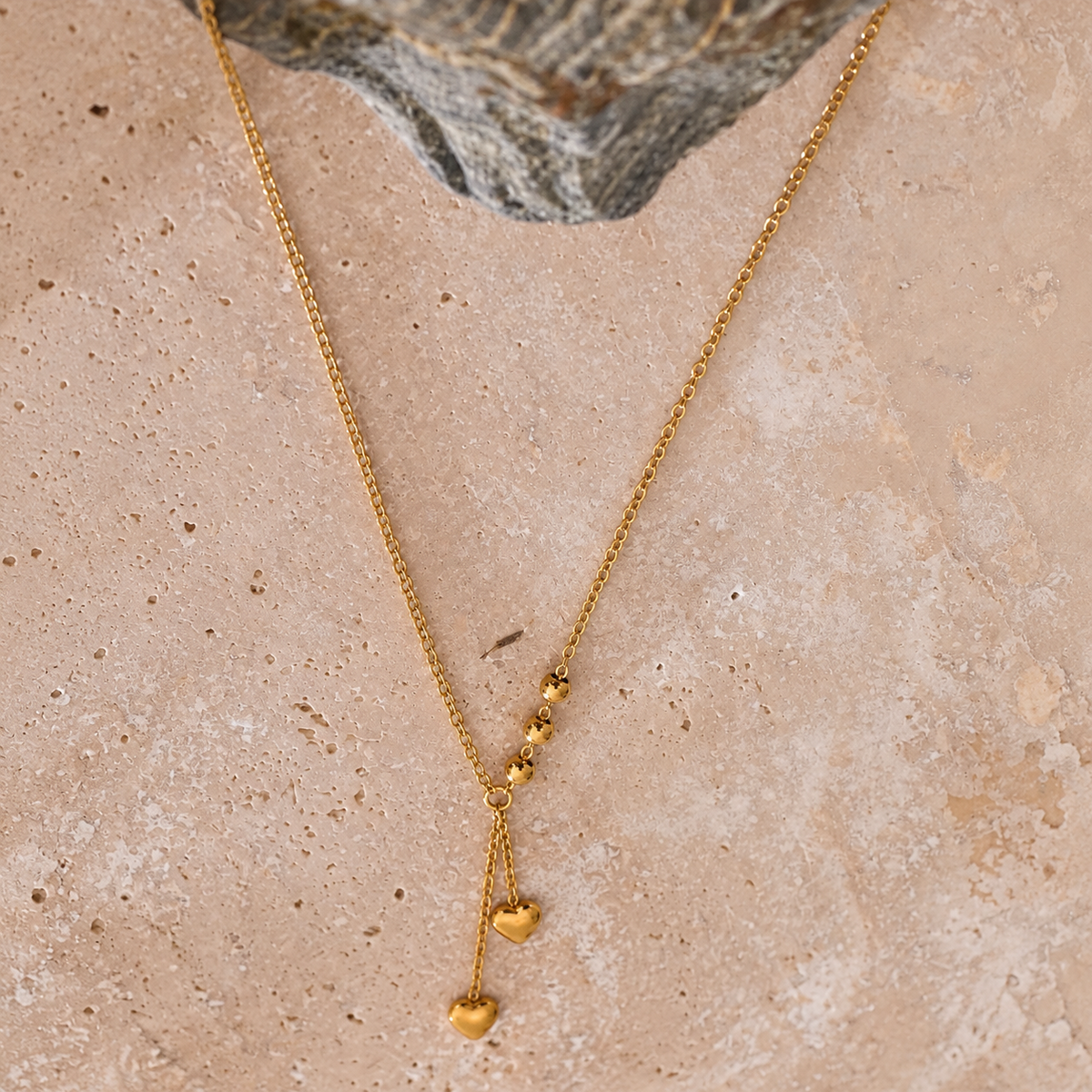 Inya 18K Gold Plated Heart Lariat Y Necklace