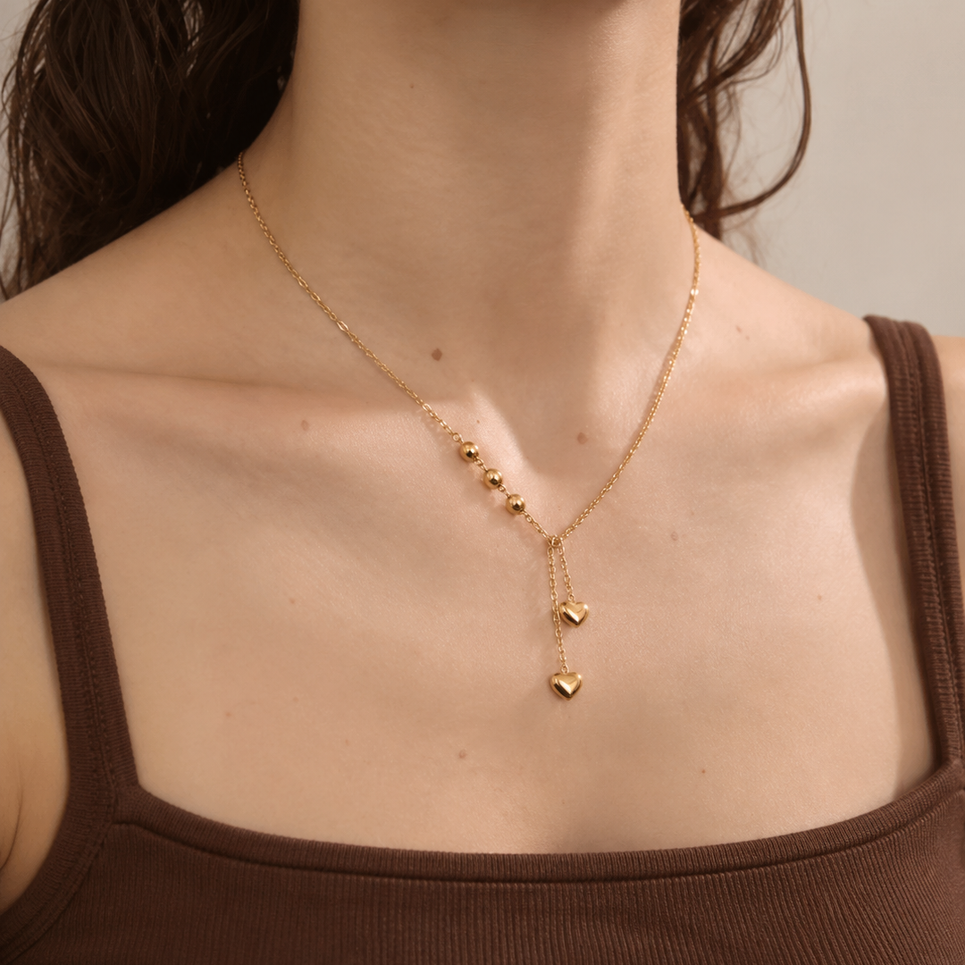 Inya 18K Gold Plated Heart Lariat Y Necklace
