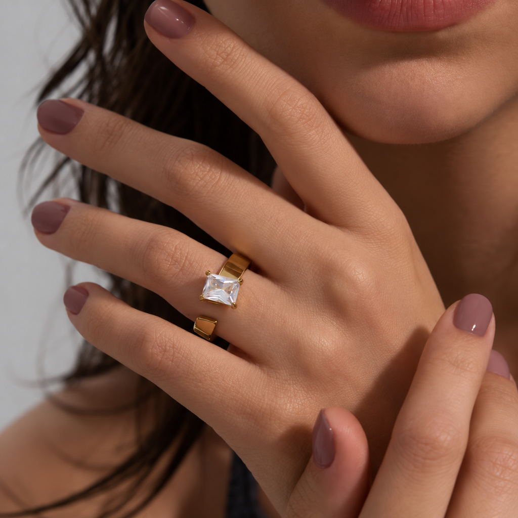 Elara Statement Emerald Cut CZ Ring
