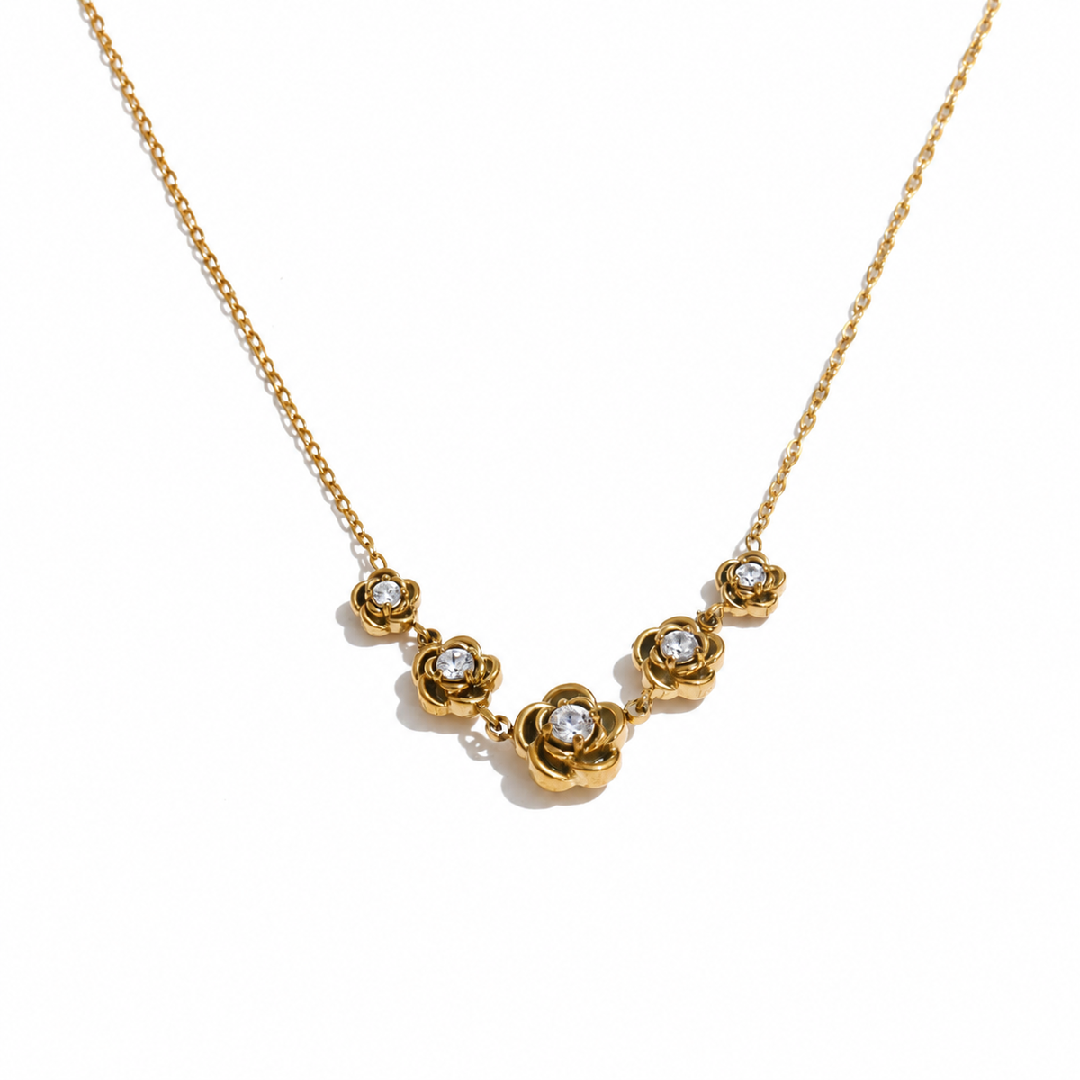 Talia 18K Gold Plated Rose CZ Pendant Necklace